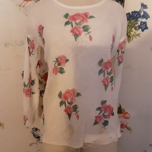 Forever 21 White Floral Sweater